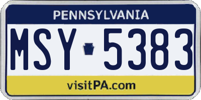 PA license plate MSY5383