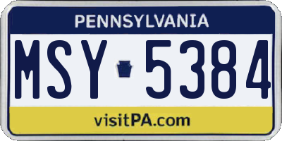 PA license plate MSY5384