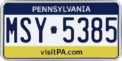 PA license plate MSY5385