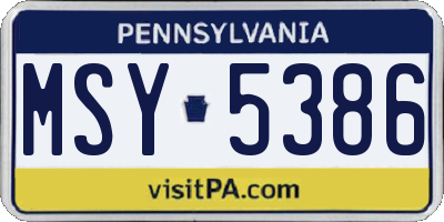 PA license plate MSY5386