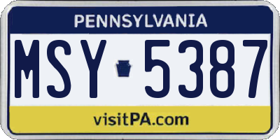 PA license plate MSY5387