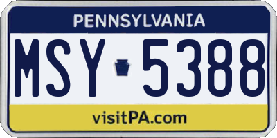 PA license plate MSY5388