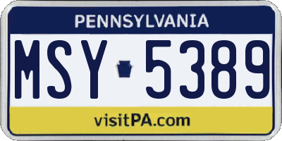 PA license plate MSY5389