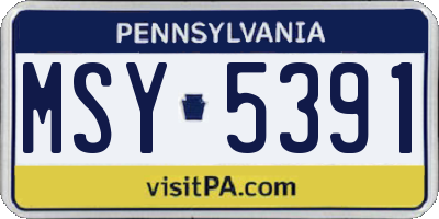 PA license plate MSY5391