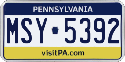PA license plate MSY5392
