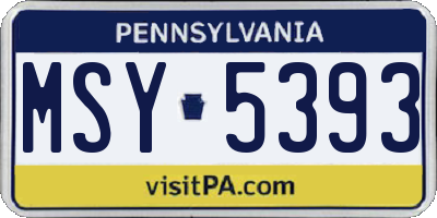 PA license plate MSY5393