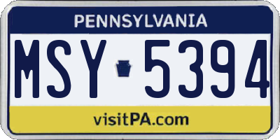 PA license plate MSY5394