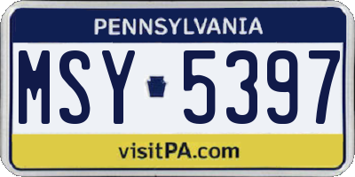 PA license plate MSY5397