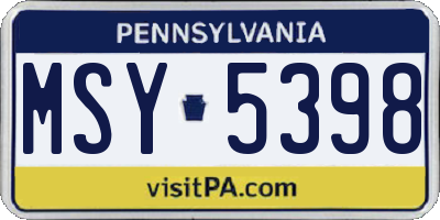 PA license plate MSY5398