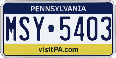PA license plate MSY5403