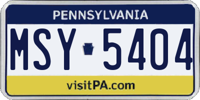 PA license plate MSY5404
