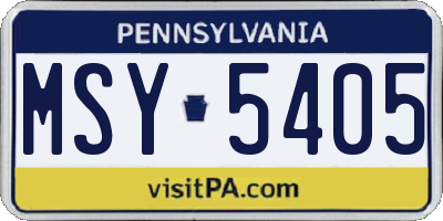 PA license plate MSY5405