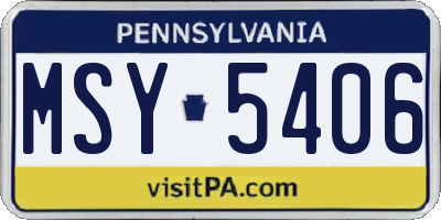 PA license plate MSY5406