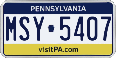 PA license plate MSY5407