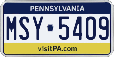 PA license plate MSY5409