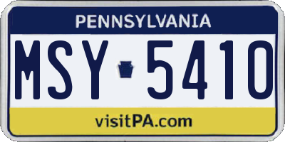 PA license plate MSY5410