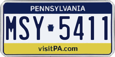 PA license plate MSY5411