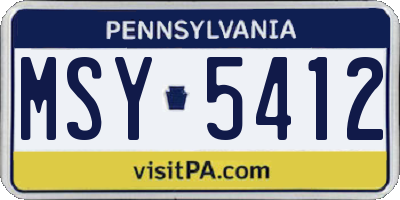 PA license plate MSY5412