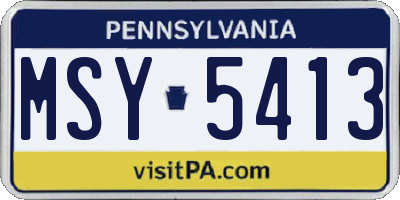 PA license plate MSY5413