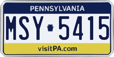 PA license plate MSY5415