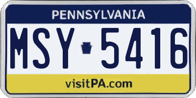 PA license plate MSY5416