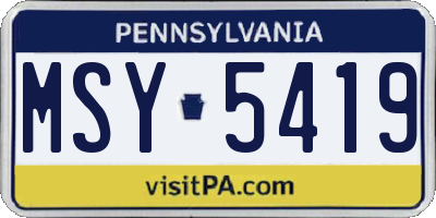 PA license plate MSY5419