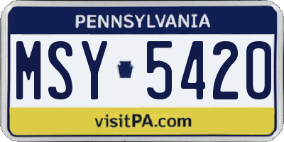 PA license plate MSY5420