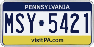 PA license plate MSY5421