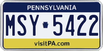 PA license plate MSY5422
