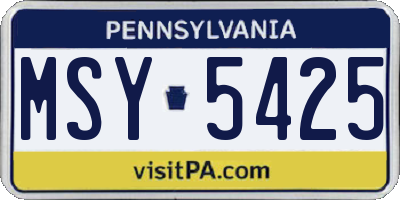 PA license plate MSY5425