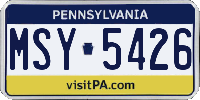 PA license plate MSY5426