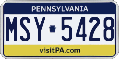 PA license plate MSY5428