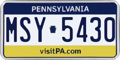 PA license plate MSY5430