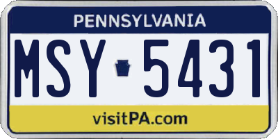PA license plate MSY5431
