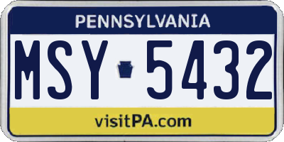 PA license plate MSY5432