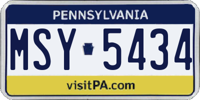 PA license plate MSY5434