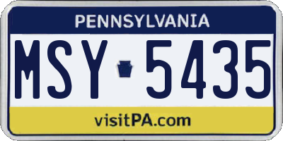 PA license plate MSY5435
