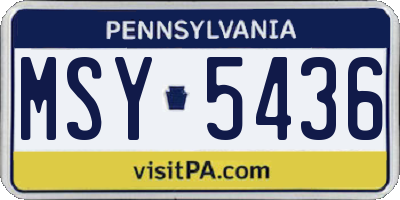 PA license plate MSY5436