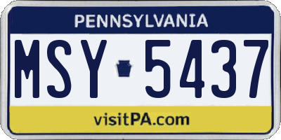 PA license plate MSY5437