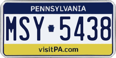 PA license plate MSY5438