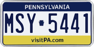 PA license plate MSY5441
