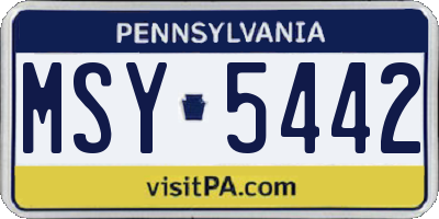 PA license plate MSY5442
