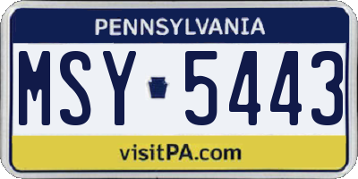 PA license plate MSY5443