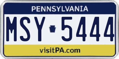 PA license plate MSY5444