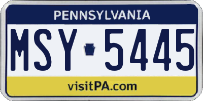 PA license plate MSY5445