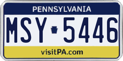PA license plate MSY5446