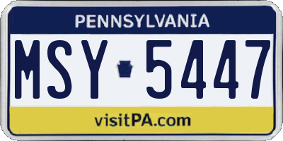 PA license plate MSY5447