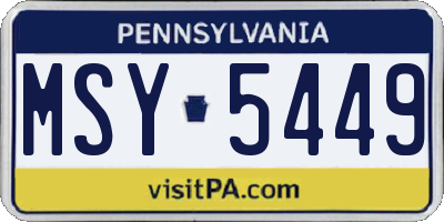 PA license plate MSY5449