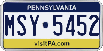 PA license plate MSY5452