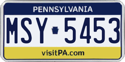 PA license plate MSY5453